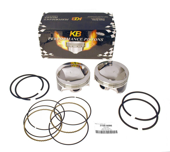 KB PISTONS, SHOVEL, 80 CID, 8.0:1. PAIR OF PISTONS WITH RINGS. - Rivera Primo