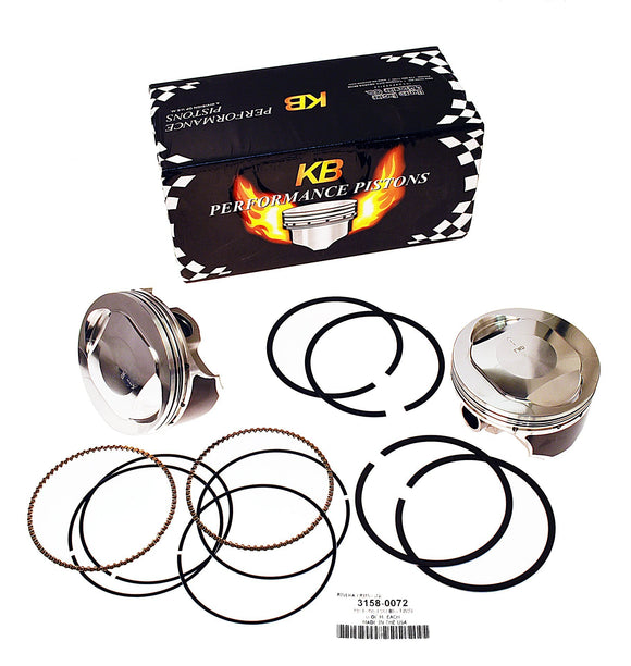 KB PISTONS, EVO BIG TWIN, 80 CID,FLAT TOP 8.5:1. PAIR OF PISTONS WITH RINGS. - Rivera Primo