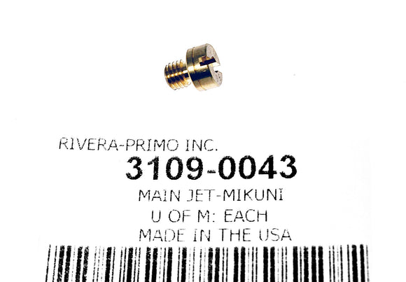 MAIN JET FOR MIKUNI FLAT SLIDE HSR CARBS, 42, 45, 48MM. - Rivera Primo